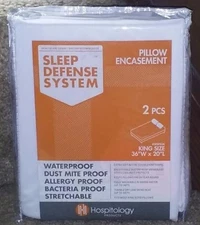Pillow Encasement- Zippered Bed Bug Dust Mite Proof Hypoallergenic - Sleep Defen