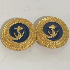 Douglas Paquette Gold Tone Rope Anchor Enamel 2 Piece Interlocking Belt Buckle