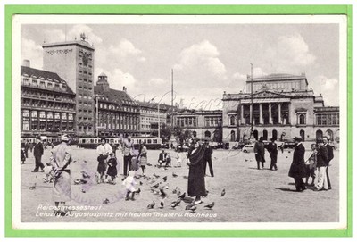 ALTE ANSICHTSKARTE / LEIPZIG / AUGUSTUSPLATZ MIT NEUEM THEATER