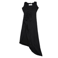 Sans Souci Dress Womens S Black Sleeveless Pleated Ruffle Front Slit Pullover