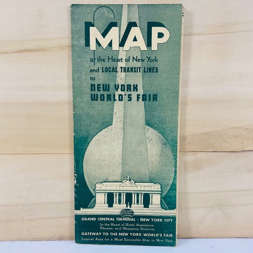 1940 New York World's Fair Map Local Transit New York Central System Brochure