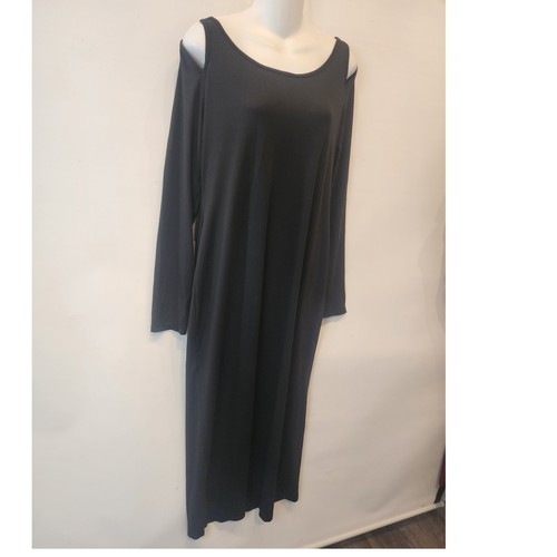 Black Cold Shoulder Long Sleeve Maxi Dress Women's 2XL Polyester Elastane - Picture 6 of 10
