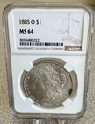 1885-O  Morgan Silver Dollar NGC MS64 S$1 New Orleans Minted