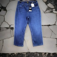 Women's LEE Jeans    Size 8M Denim Capris Mid Rise Stormy Lines NWT