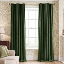 Blackout Velvet Curtains for Bedroom, Rod 52"W x 84"L Pack of 2 Olive Green