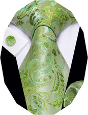 Paisley Tie Sets Floral Necktie Handkerchief Cufflinks Set Silk Woven Ties Busin
