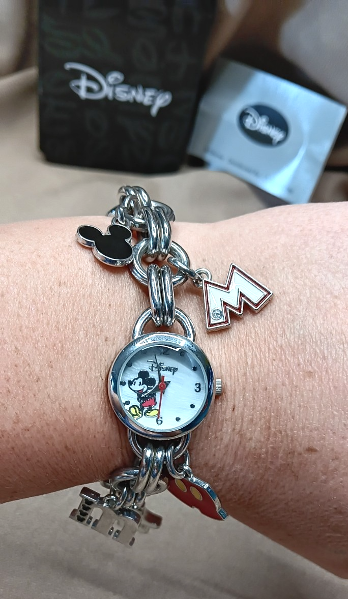 Disney Women's MK2066AZ Mickey Mouse Charm Watch Mother of Pearl