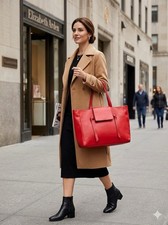 Elizabeth Arden Red Tote Bag Double Handles Snap Closure Solid Pattern