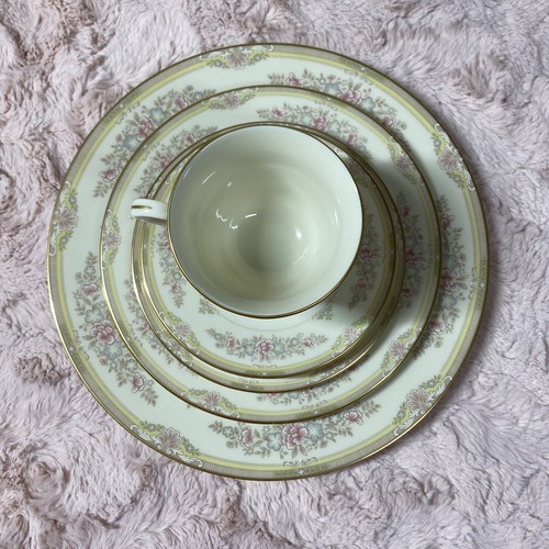 Lenox Chesapeake 5 pezzi set posto fine Cina Biege floreale rosa con bordo oro - Foto 2 di 20