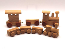 2x Holzeisenbahn Spielzeug Holzspielzeug Zug Eisenbahn Lok 1081