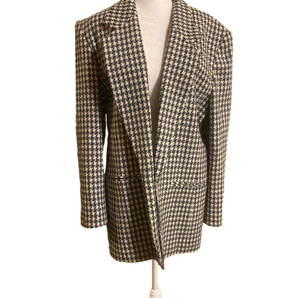 Pendleton Wool Blazer Black White Houndstooth Pla… - image 1