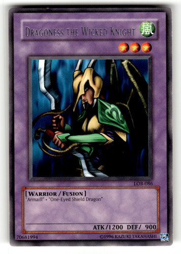 Dragoness the Wicked Knight LOB-086 Rare Legend of Blue Eyes White Dragon