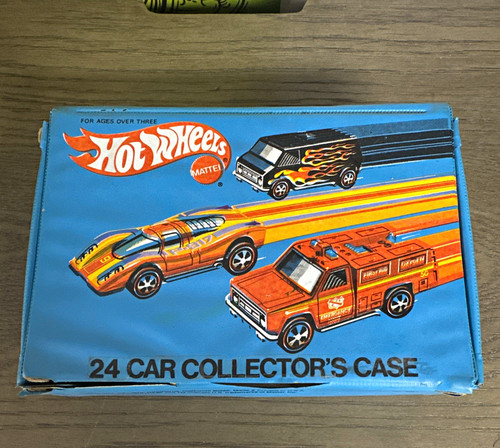Hot Wheels 24 Car Collector's Case Blue Carry Case 1:64 Vintage with Cars