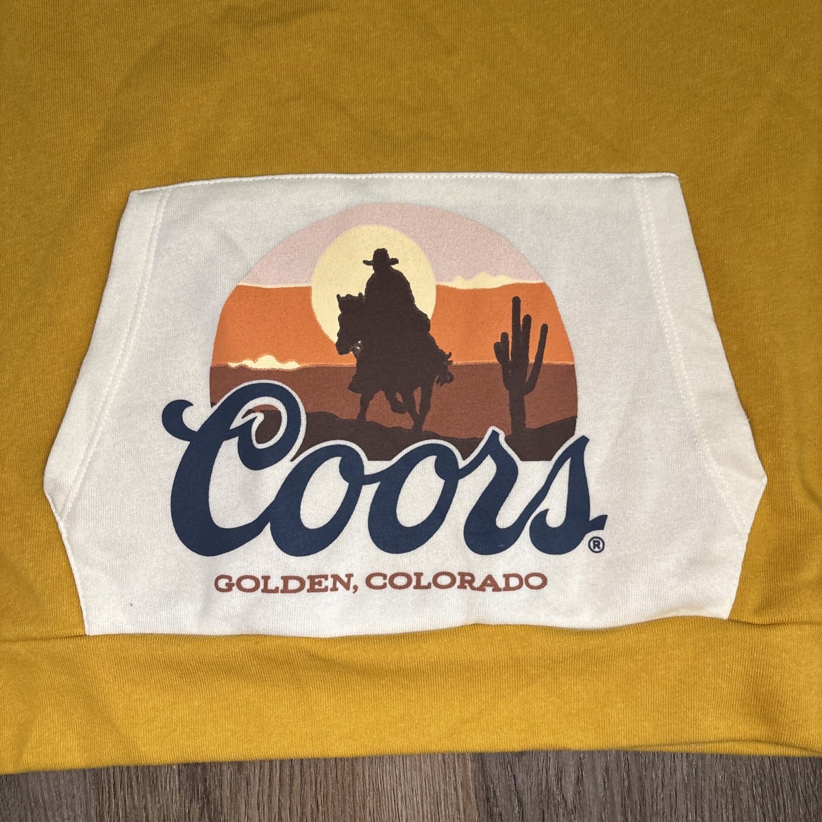Good Land Supply Co Coors Banquet Hoodie Mens XL Yellow Southwestern Lightweight View 3