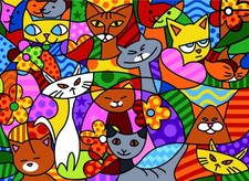 Seg De Paris Needlepoint canvas for halfstitch without yarn Canvas Color Cats...