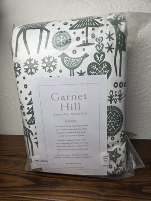 Garnet Hill Flannel Holiday Nordic Forest Lrgr King Sheets Flat Fitted New 41052