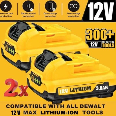 2 PACK For Dewalt DCB122 2.0Ah 12V 12 Volt Max Lithium Ion Battery DCB120 DCB124