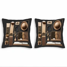 Set of 2 Modern Geometric Throw Pillow Covers 18x18in - Earthy Tones Hat Design