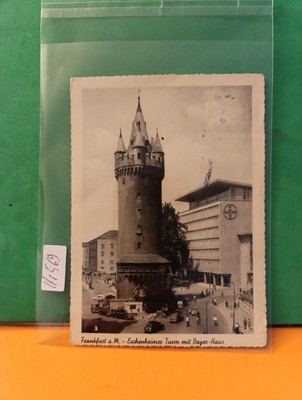 Ak.Frankfurt am Main, Eschenheimer Turm und Bayer -  Haus Gelaufen 1959