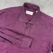 Robert Graham Shirt Mens 39 15.5 Purple Herringbone Dress Shirt Button Down