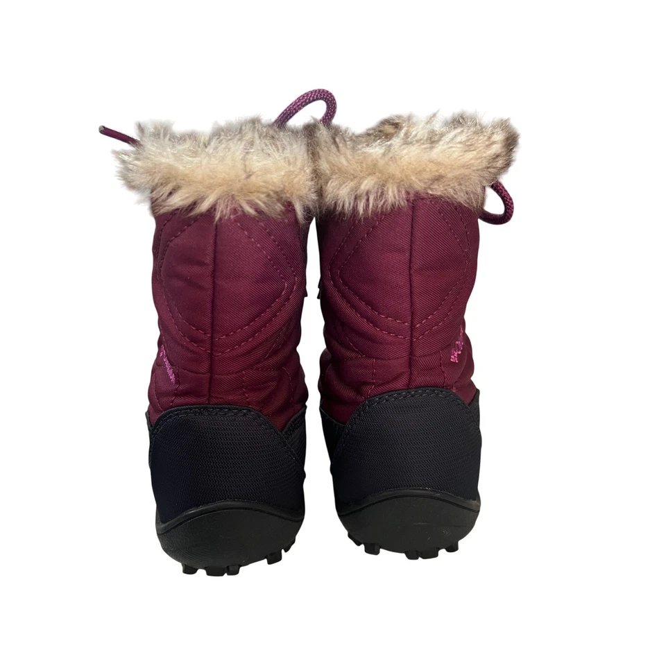 Columbia 防水冬季雪地靴勃艮第人造毛皮衬里儿童 6 码 — 第 2/4 张图片