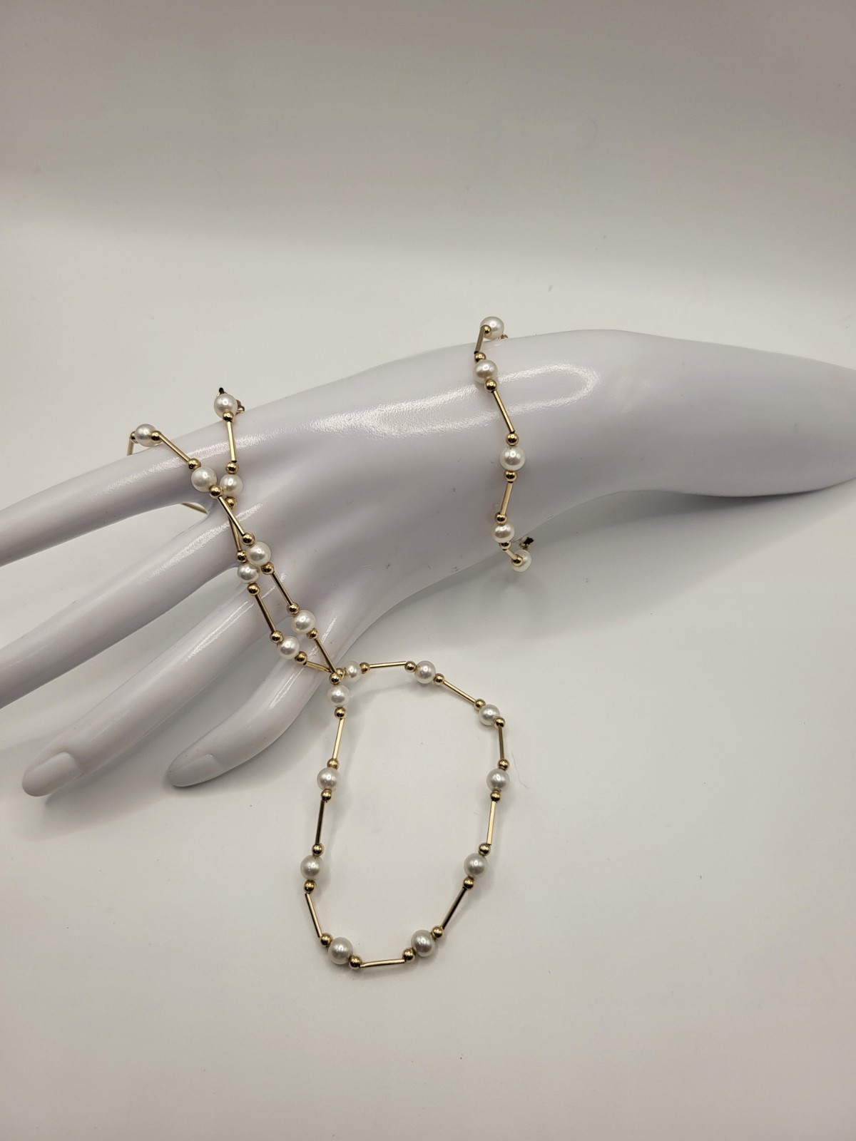 2 Pc Solid 14K Yellow Gold Authentic Floating Pea… - image 6