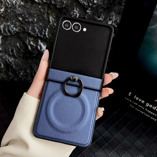 Funda de cuero con soporte de anillo magnético para Samsung Galaxy Z Flip 7 FE/Flip7/6/5/4/3 - Imagen 18 de 34