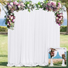 2 Panels 10ft White Backdrop Curtain for Wedding Decor Polyester Drapes