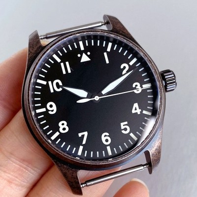 Retro Copper Plating 20ATM Diver 39mm Pilot Sapphire Watch Case For NH35 ETA2824