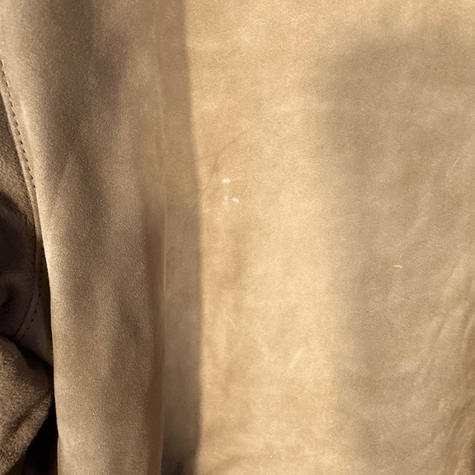 Camisa polo masculina vintage Ralph Lauren couro camurça grande marrom botão ocidental - Imagem 4 de 4