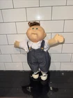 Vtg Cabbage Patch Kids Doll Baby Boy Green Eyes Brown  Hair Tuft Overalls 1986