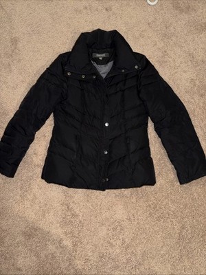 Kenneth Cole Coat  DOWN Jacket Puffer Womens S Small Black Dark Brown Zip