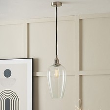 Glass Pendant Ceiling Light with Antique Silver Metal Chain Pendant RRP £99