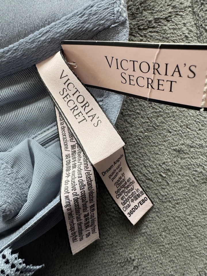 Nuevo con etiquetas Sujetador Push Up Victoria's Secret Dream Angels 36DD SÓLIDO Gris Encaje 🔥🔥 Foto 4 de 4