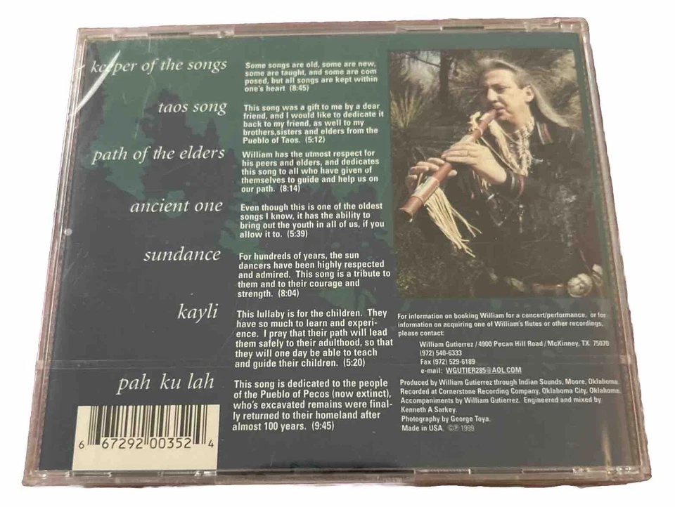 William Gutierrez Keeper Of The Songs CD 1999 Native American Flute Sealed - Изображение 2 из 2