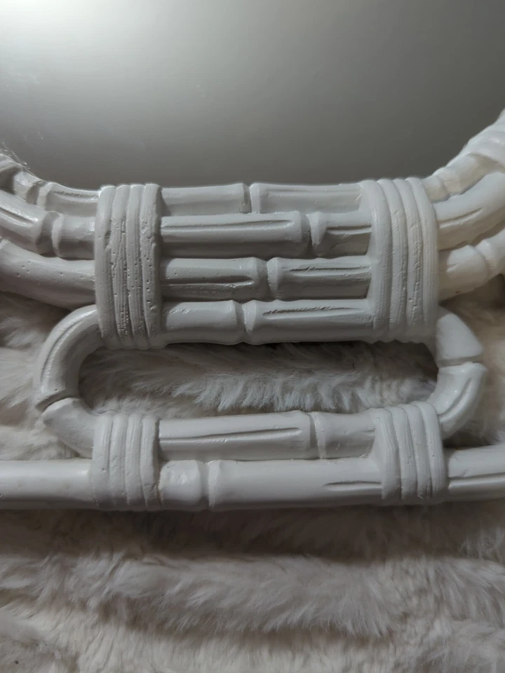 Vintage Homco Home Interior Octagon White Faux Bamboo Mirror 17.5x14.5 Foto 2 de 4