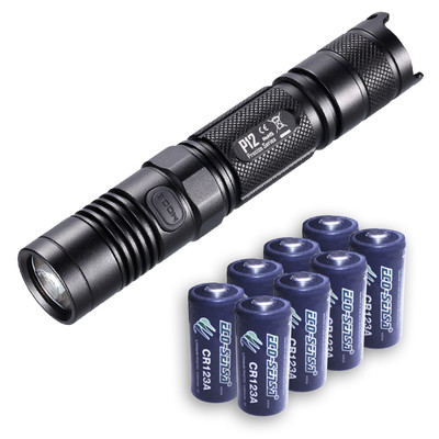 Nitcore P12 LED Flashlight 1000Lm w/8x FREE Premium Eco-Sensa CR123A Batteries