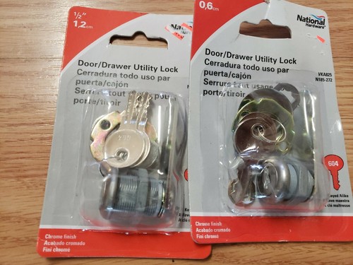 National Hardware Door and Drawer Cam Utility Lock Chrome 1/4" N185-272 (2pack)