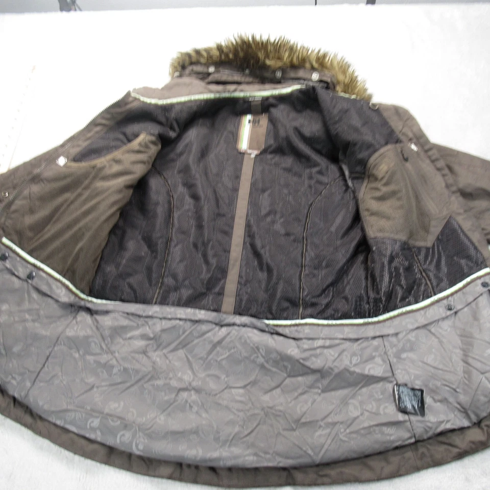 Chaqueta Helly Hansen Mujer Pequeña Marrón Imitación Piel Capucha Borde Helly Tech Esquí Nieve Foto 2 de 4