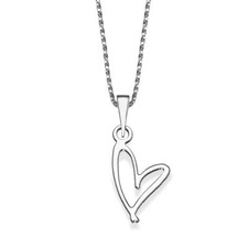 14K White Gold Free Heart Pendant  Necklace for girls