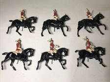 6- Hand Painted Toy Soldiers Lead Metal Cavalry On Horseback Missing Parts
