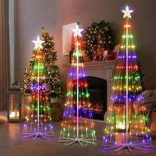 3Pcs LED Outdoor Spiral Christmas Trees Light Yard Porch Lighted Cone Xmas Decor