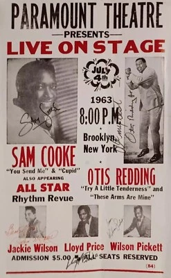 1963 Sam Cooke Otis Redding Jackie Wilson Pickett Concert Vintage Poster