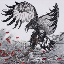 Chinese 100 real natural silk thread,su hand embroidery kits:eagle 12"