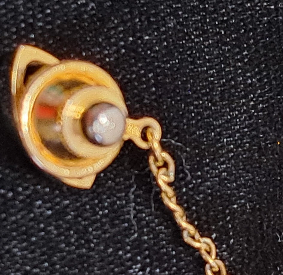 Pin de corbata Swank años 40 piedra ámbar chapado en oro corbata tac con barra joyería para hombre #60 Foto 3 de 4