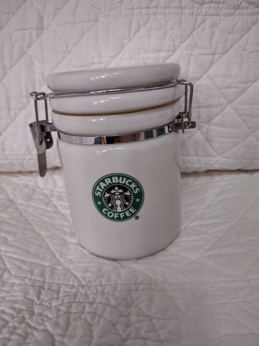 Starbucks 2007 Ceramic Coffee Tea Locking Lid Storage Canister Mermaid Small - Picture 10 of 10
