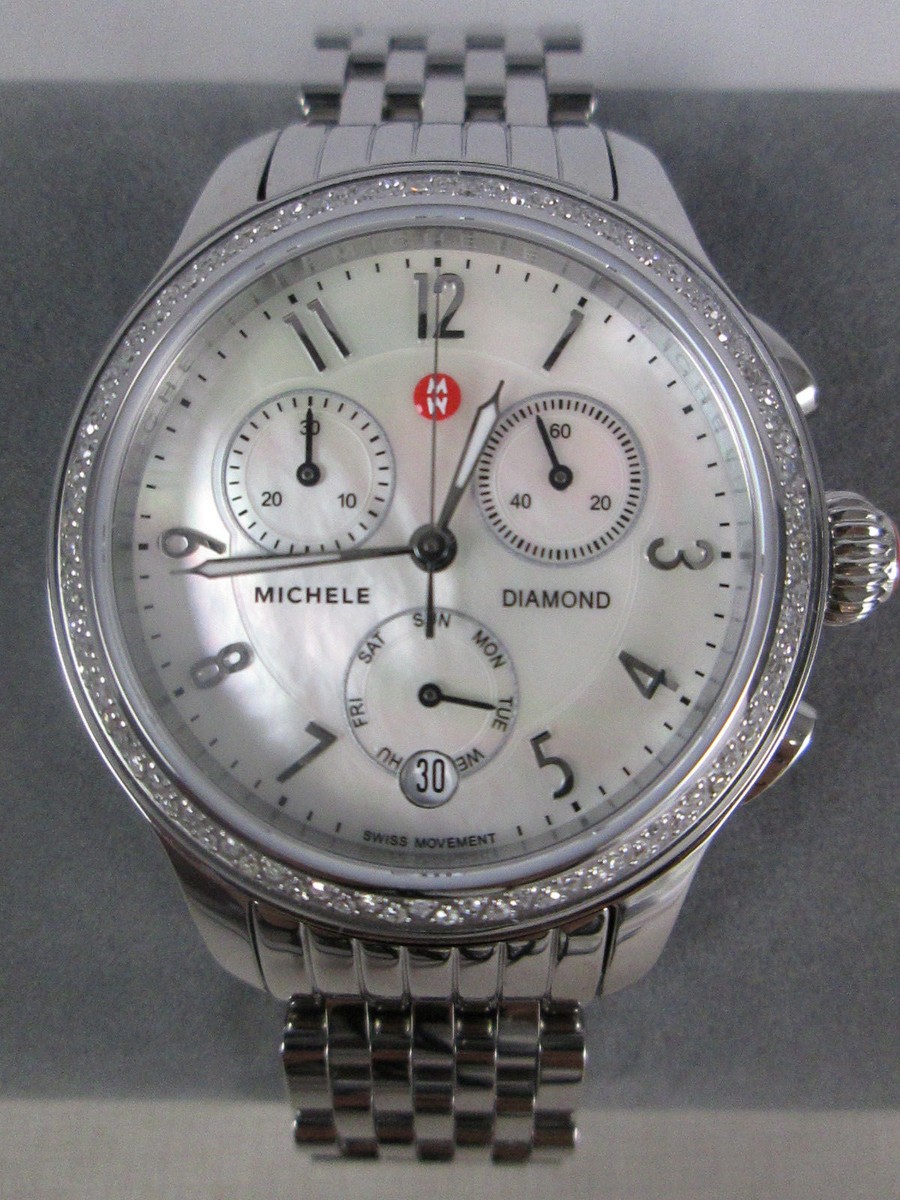 MICHELE Stainless Steel Diamond Jw2 Jetway Ladies Watch