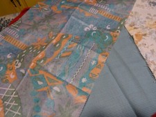 tissus neufs  lot patchork 3piéces bleutées 
