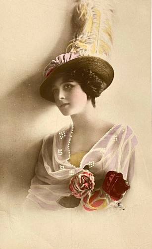 Edwardian Lady Wearing Ostrich Feather 