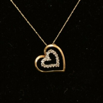 WUNDERSCHÖNE 10K GOLD HALSKETTE MIT DIAMANTEN HERZ HALSKETTE